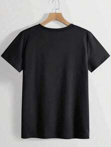 1 Piece Women's Plus Size Short Sleeve Crew Neck Graphic T-Shirt - "The Ocean Is Calling" Sea Turtle Print, Coastal Beach Vacation Aesthetic, Soft Top For Casual Summer Daily Wear. - 黑色 - 查看 3