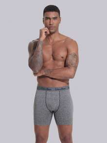 1 buah Celana Dalam Boxer Pria Panjang Sedang Warna Abu-abu, Pakaian Dalam Pria Baru yang Nyaman - Grey - View 15