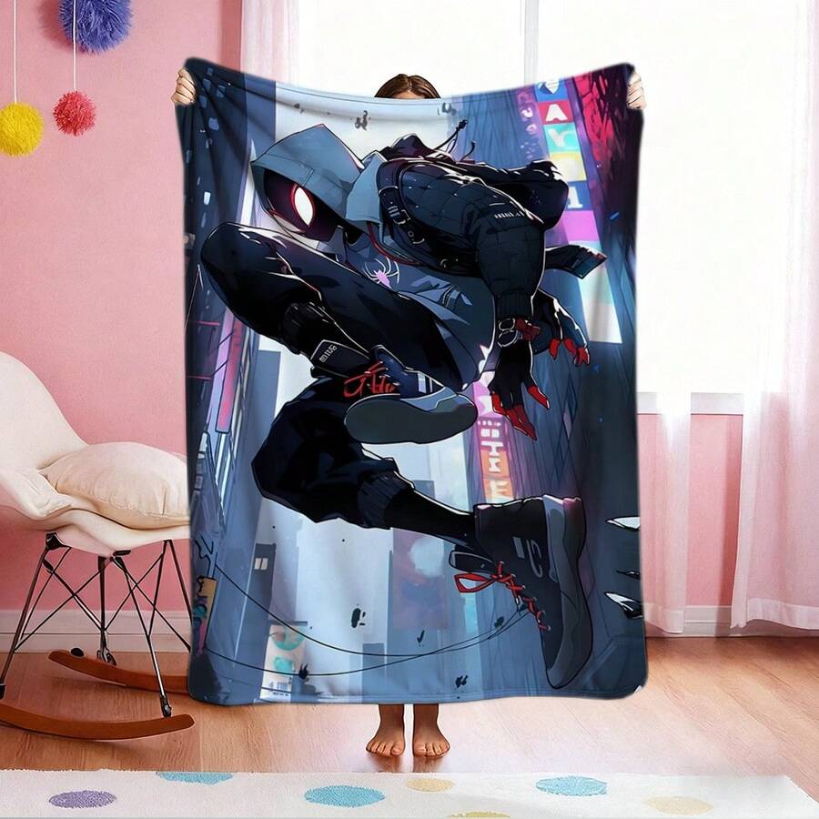 Manta de 1 piezas con estampado de S-pider-Man, manta decorativa estilo dibujos animados retro, manta estampada con personajes de dibujos animados, manta universal para siestas para todas las estaciones, manta decorativa para el hogar con personajes, regalo moderno y elegante, ideal para el hogar, dormitorio, cama, sofá, oficina, para la hora del almuerzo o como manta de picnic. - Multicolor - Ver 1