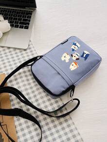 Healing Cartoon Dog Print Phone Bag With Adjustable Shoulder Strap Crossbody Bag, Multiple Colors Available, Fashionable Small Square Bag With Soft Cute Artistic Style, Macaron Color Matching, Meets Different Scene Outfit Needs. Compact And Lightweight Body, Yet Easy To Store Inside - Multicolor - View 3
