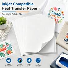 10pcs 8.5"X11" Heat Transfer Paper For Light Colored T-Shirts, Inkjet Printable Heat Press Film, Vibrant Colors, Durable & Soft, Includes 1pc Protective Sheet - Transfer Paper - View 6