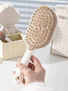 1pc Detachable Self-Cleaning Tangle Comb, Women's Curling Smoothing Comb, Fluffy Hollow Arc Massage Comb, High-Quality Durable Versatile Styling Comb, Ergonomic Portable Hair Care Comb Suitable For Men And Women, Great Gift For Holidays - Multicolor - View 4