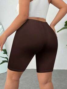 Pantalones Cortos de Compresión de Talla Grande  Negros de Secado Rápido y Refrigeración - Marrón - Ver 2