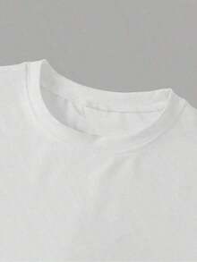 1pcs1ps1psCamisetas con Estampado Gráfico [Camiseta con Estampado Gráfico] Camiseta de Manga Corta con Estampado Gráfico de Letras Vibrantes, Fresas y Conejo - Top Casual de Cuello Redondo para Primavera y Verano - Ropa de Mujer 100% Algodón, Suave, Conjuntos de Verano para Mujer - Blanco - Ver 3