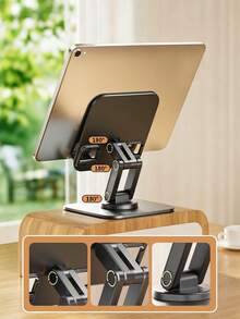 360° Rotatable Foldable Desk Phone & Tablet Stand, Metal Adjustable Slouchy Holder For Smartphone, Suitable For Live Streaming, Study, Gaming - View 3