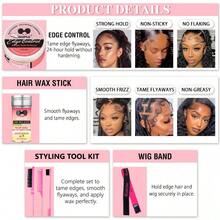 Goiple 8pcs Hair Styling Set Includes Wax Stick, Hair Gel, Comb, Hair Clips, Elastic Bands, Suitable For All Hair Types, Non-Greasy Strong Hold, No Dandruff, Oil Control Anti-Frizz, Smooth Texture, Applicable For Ponytail, Bun, Flyaway Hairstyles - Pink - View 11