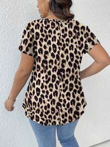 Camiseta de mujer de talla grande con cuello en V y estampado - Multicolor 3 - Ver 2