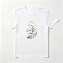 Cabeza de Bombilla Playera de Algodón Blanca Creativa Divertida - Blanco - Ver 1