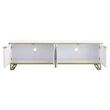 TV Stand With Four Doors, TV Mount, TV Panel, Low TV Stand. Unique Design, Geometric Texture. 160 X 37.5 X 48 Cm (Length X Width X Height) - 白色 - 查看 6