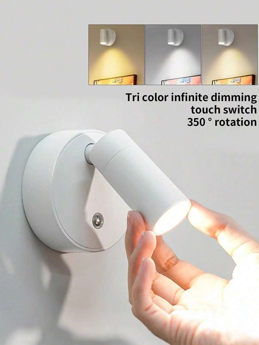 LED Magnetic USB Rechargeable Wall Lamp Spotlight, Wireless No Drilling Bedroom Bedside Reading Light, Ambient Lighting For Paintings - 彩色 - 查看 1