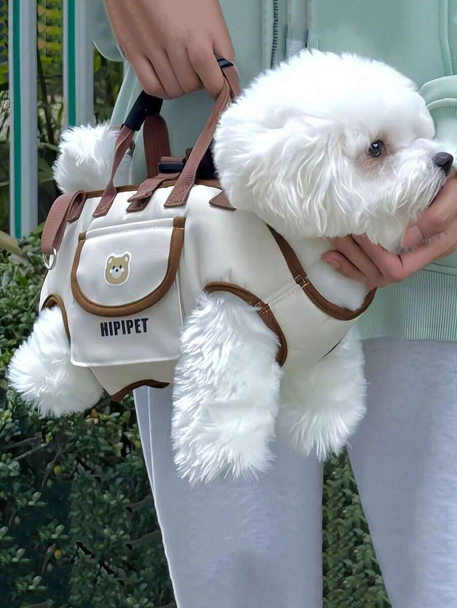Cute Breathable Dog Backpack, Portable Leash Backpack With Adjustable Shoulder Strap, Suitable For Cats And Dogs, Can Be Worn Crossbody Or Shoulder, Pet Supplies, Fashionable Dog Gear, Cat Harness, Cat Backpack, Bicycle Trailer - Black - View 1