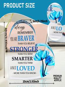 2D Heart Shaped Acrylic Keepsake Plaque, Inspirational Quote Desk Decor,Encouragement Gift For Daughter, Best Friend,Sister,Wife,Mom, Motivational Home Office Decoration,Blue Floral Acrylic Ornament,Birthday Gift,Graduation Gift,Mother's Day Gift, - A - View 3