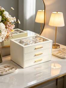 1 hộp đựng trang sức nhiều tầng dung tích lớn, có cửa sổ trong suốt, kiểu ngăn kéo, chống oxy hóa. - Nhiều màu - Xem 3