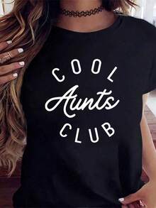 Camiseta "Cool Aunts Club" para Mujer, Top Casual de Verano, Camiseta Gráfica, Camiseta de Moda, Regalo para Fiesta de Cumpleaños de Tía, 100% Algodón - Negro - Ver 8