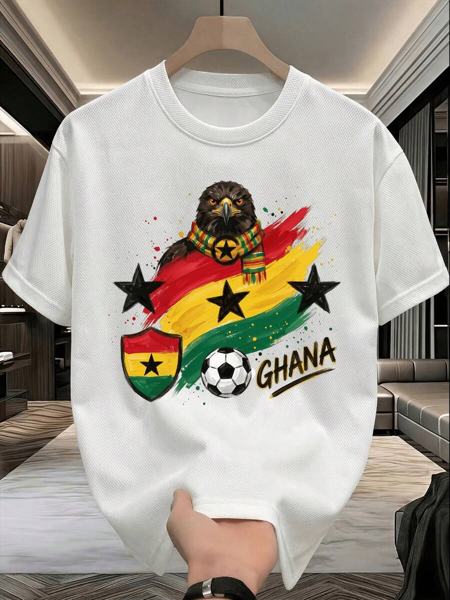 100% Cotton T-Shirt With Mexico 2026 Soccer Theme,  Culture Print, National Pride Style, Soft Classic Fit, Ideal For Watching Games And Traveling, Machine Washable. - 白色 - 查看 1