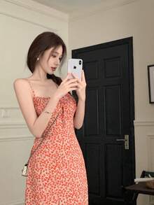 Women Midi Dresses - Red - View 4