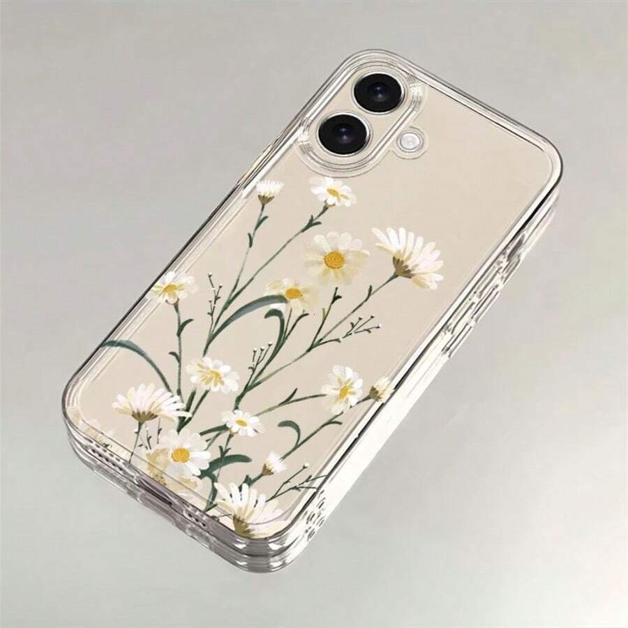 1pc Minimalist Fresh Daisy Flower Transparent Soft Phone Case - Multicolor - View 1