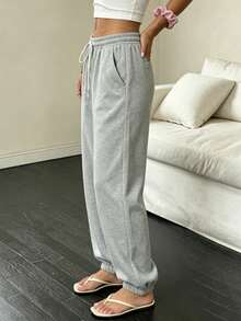 Stylish And Cute Lightweight Casual Pants With Multiple Pockets And Buttons, In A Y2K Style. Suitable For Back To School, Graduation, Clubs, Birthday Parties, Halloween, New Year's, Thanksgiving, Concerts, Gyms, Beaches, Vacations, Business, Everyday Wear At The Airport, Street Style, Teacher's Day, Spring, Summer, Fall, And Winter. - 灰色 - 查看 3