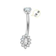 1pc Titanium High Quality Belly Button Rings, Internally Threaded Belly Ring, Round CZ, Moon, Flower Navel Rings For Women Men 10mm,For Gift - Multicolor - View 7