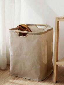 1pc Linen Dirty Clothes Basket, Foldable Handheld Fabric Laundry Hamper For Bedroom Bathroom Kitchen, Large Capacity Doll Storage Basket Organizer, Collapsible Washable Linen Hamper With Handles - Multicolor - View 7
