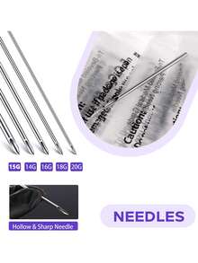 40pcs Piercing Tool Set - Usiriy 20G 18G 16G 14G 12G Piercing Needle Set Body Piercing Tool Kit Piercing Needle Clamp Set Suitable For Ear Nose Belly Button Tongue Eyebrow Piercing Accessories - Multicolor - View 6