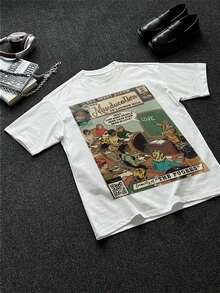 Break The System The Miseducation Of Lauryn Hill Plus Size Graphic T-Shirt, Apricot Color, Women's Summer Casual Printed T-Shirt, Ideal For Beach And Vacation, Crew Neck Loose Fit T-Shirt, 100% Cotton, Soft Fabric, Short Sleeve - 白色 - 查看 2