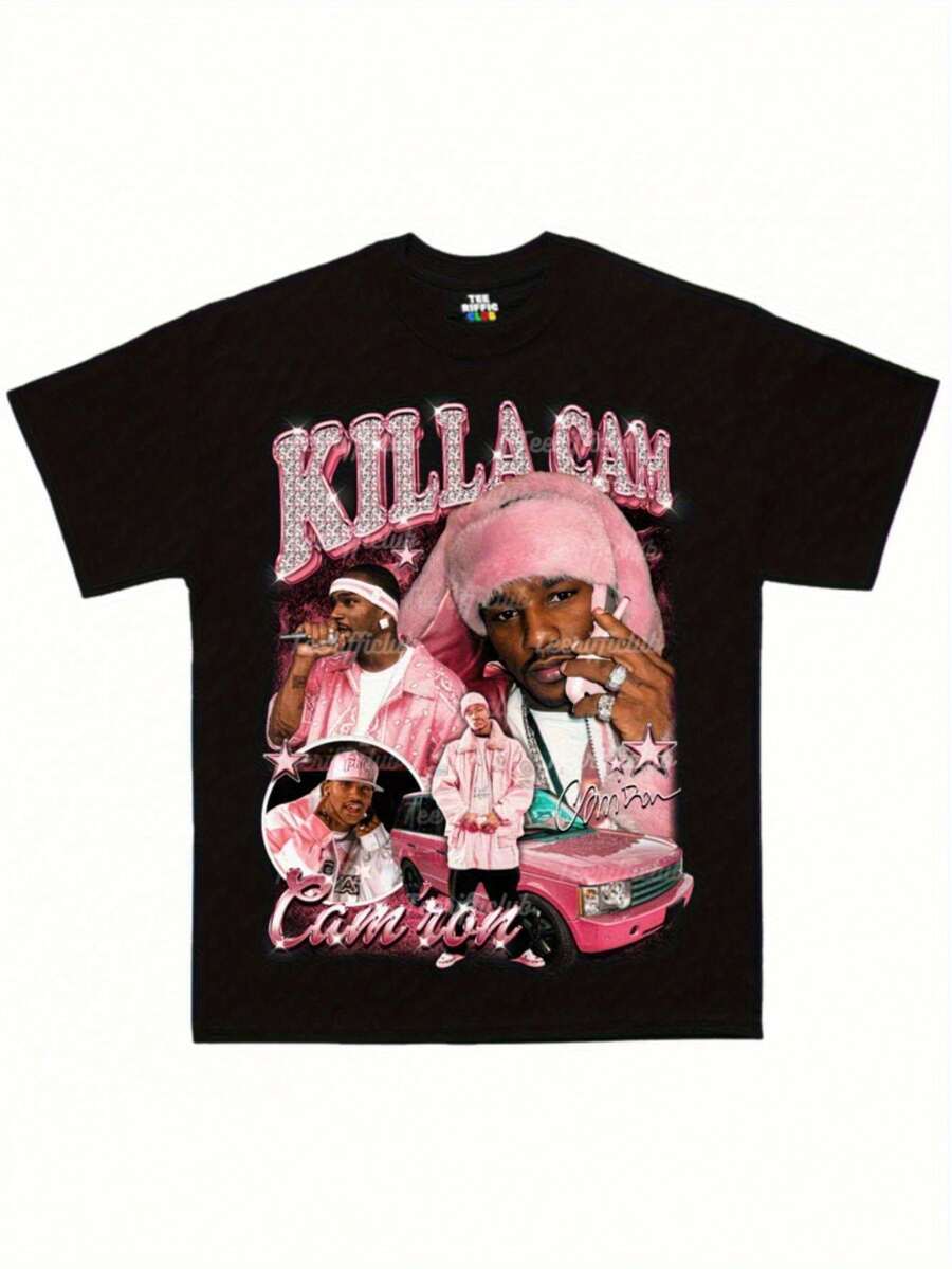 Camiseta Clásica de Hip Hop Killa Cam Camron - Camiseta Gráfica Nostálgica Y2K con Estampado Fuerte, Camiseta de Rap Negra para Hombre, Manga Corta Casual Streetwear, Ropa para Entusiastas de la Música, Ropa para Todo el Año, Calidad de Impresión Duradera, Talla Grande
