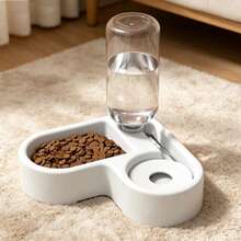 Máy cho mèo ăn tự động hình trái tim, tích hợp bát đựng thức ăn và nước uống, khay đựng thức ăn chống tràn cho mèo. - 300ml - Xem 5
