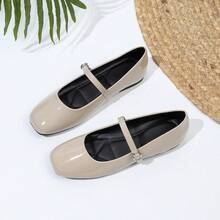 Versatile Minimalist Mary Jane Flat Shoes For Women - Apricot - View 8