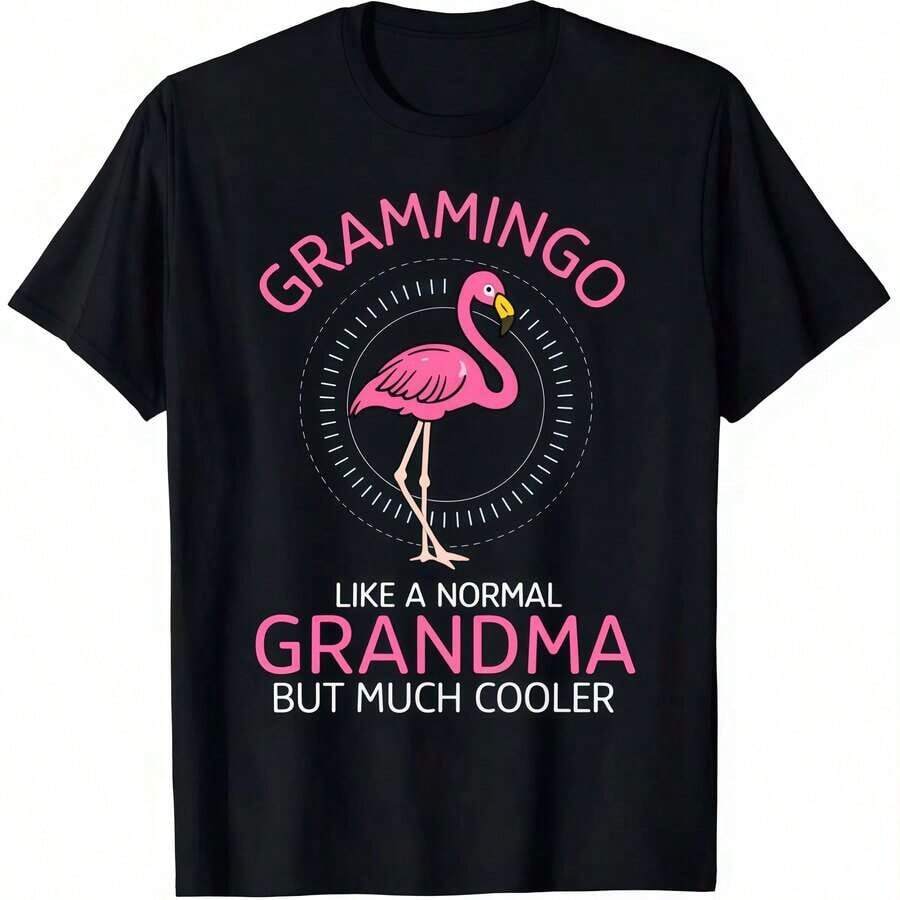 Women's Casual T-Shirt, Made Of Cotton Fabric, Slightly Elastic Material, Casual Black Round Neck, All-Season Knit Fabric, Slight Elasticity, Geometric Pattern, Short-Sleeved Adult T-Shirt, Printed Pattern, Geometric Pattern, Black Text On White Background, Regular Fit Casual Top. - 黑色 - 查看 1
