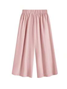 Comfortable And Loose-Fitting Elastic-Waist Pleated Shorts/Skirts, A Basic And Versatile Style For Everyday Wear, Flattering The Figure, In Apricot Color, For Plus-Size Women, For Spring/Summer - 羅莎 - 查看 6