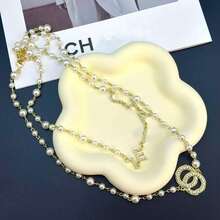 Fashion Light Luxury Jewelry Pearl Necklace For Women, Long Versatile Elegant Personalized Necklace - Guld - Visa 5