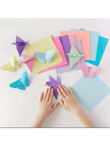 100pcs Vibrant Craft Paper Set, 10 Assorted Colors, Ideal For Origami, Arts & Crafts, Office Supplies, Scrapbooking, Sewing, Paper Craft Tools - Premium Quality Paper Material - Multicolor - View 6