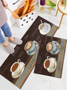 1/2 Pieces Brown Kitchen Carpet, Kitchen Floor Mat, Non-Slip Absorbent Washable Corridor Carpet, Farmhouse Style Kitchen Bar Mat. - Multicolor - View 3