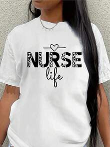 Women's Nurse T-Shirt, Comfortable And Lightweight, Short-Sleeved, With A Heart-Shaped Design, Suitable For Hospitals, Clinics, Or Everyday Wear, Made Of Durable And Breathable Material. - 白色 - 查看 1