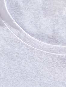 Camiseta cómoda de talla grande para mujer con diseño de gotas de chocolate - básica y versátil. - Blanco - Ver 4