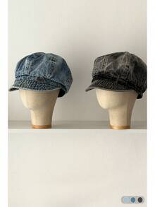 Girl's Oversized Octagonal Newsboy Cap, Designer Style, Versatile Face-Slimming Painter Hat, Plus Size, Washed Distressed Casual Beret, Artistic Niche Vintage Retro Baseball Cap - Multicolor - View 6