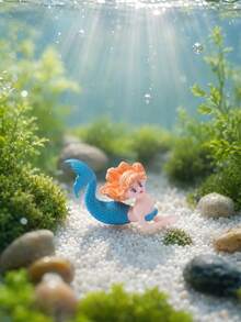 4件迷你美人魚花園雕像，海洋主題美人魚雕像，仙女花園，微縮苔蘚景觀裝飾，水族箱裝飾，家居裝飾，夏季裝飾，海灘風格家居裝飾，生日裝飾，微縮景觀手工裝飾配件 - 美人魚款 - 查看 3