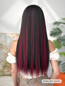 5/1 pieza Pinzas para el cabello color burdeos, extensiones de cabello para mujeres, pelucas de fibra sintética adecuadas para varios peinados sin teñir en salón, adecuadas para ocasiones diarias y de fiesta - Varios estilos - Ver 3