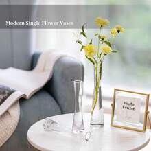 Small Glass Vases, Set Of 3, Specially Designed For Single Tulips And Roses, As Table Decorations - 4.5 X 4.5 X 20cm - View 3
