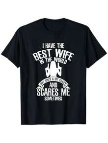 Summer T Shirts I Have The Best Wife Humor T-Shirt - 黑色 - 查看 1
