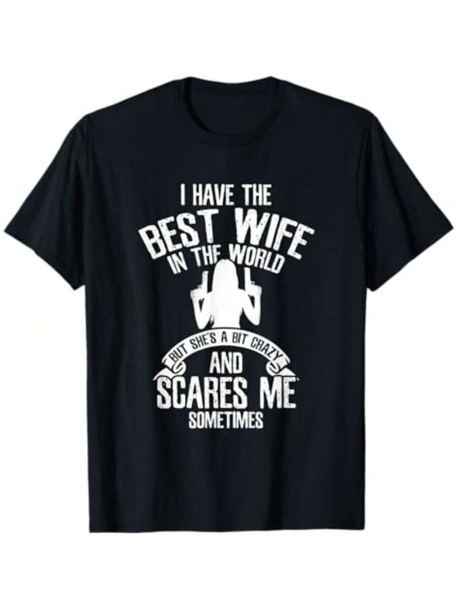 Summer T Shirts I Have The Best Wife Humor T-Shirt - 黑色 - 查看 1