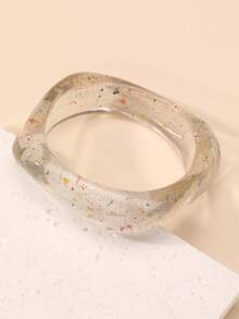 NAIZHU 1/4pcs Fashionable High-End Geometric Iridescent Resin Bracelets, Teen Daily Party Accessories - White - View 14