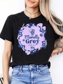Wo's Casual T-Shirt, Soft To The Touch, In Gray Backpack With Snake Print, Ideal For Book Lovers, Casual Comfort For Everyday Wear, Versatile Style, A Must-Have - Black - View 7