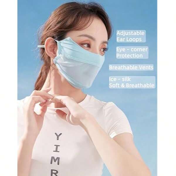 New Summer Eye-Protecting Washable Sun-Shielding Face Cover, Upgraded Mesh Ice Silk Breathable Riding Mask