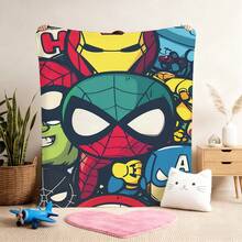 1pc Cartoon Character Printed Blanket,Superhero Movie Print Blanket,Retro Cartoon Style Throw Blanket,Cartoon Character Printed Blanket,All-Season Universal Nap Blanket,Character Home Decor Blanket,Modern Fashion Gift Suitable For Home Bedroom Bed Sofa Office Lunch Break Cover Picnic Blanket - Multicolor - View 3
