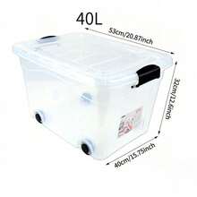 2pcs 100L Large-Capacity Storage Boxes With Wheels, Stackable Design, Sturdy And Durable, Space-Saving, With Safety Latch Lids, Available In Multiple Sizes, Suitable For Home, Storage Rooms, Offices, Garages, Transparent Tool Storage Boxes - Multiple Specifications - View 7