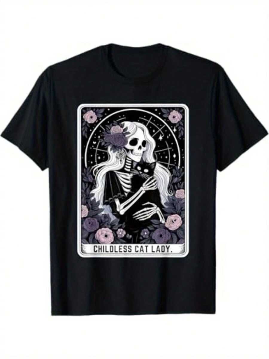 Camiseta unisex con diseño de calavera de gato y la frase "Mamá Gato Blanco", un excelente regalo para Navidad, Halloween o el Día de Acción de Gracias.Esta camiseta unisex está hecha de tela suave y cuenta con cómodas mangas cortas negras. - carbón - Ver 1