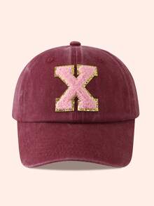 1pc Kids Burgundy Letter Baseball Cap, Sun Hat For Boys And Girls, Suitable For Outdoor And Daily Use - Pink Gold Label - Wine Red Washable Cap - View 33