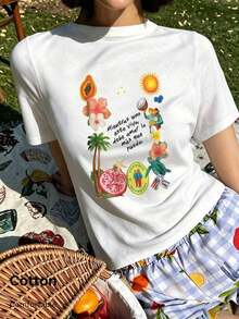 NewSummerCasual White Short-Sleeved Crew Neck T-Shirt, Urban Style, Made Of Pure Cotton, Comfortable And Breathable, With A Frog Print, Y2K Style, Casual And Versatile For Everyday Wear. Unisex Loose-Fitting Short-Sleeved Crew Neck T-Shirt With A Vintage Urban Style - 白色 9 - 查看 6